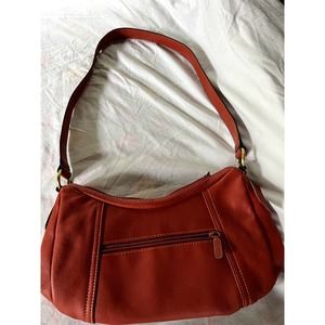 Croft & Barrow red leather shoulder pebbled bag